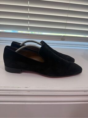 Christian Louboutin Brown Suede Slip-On Loafers with Red Sole